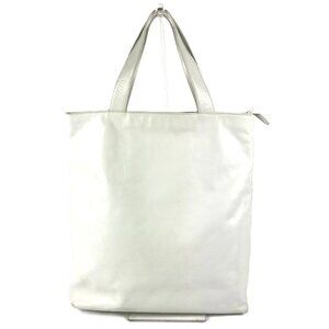 CHANEL CC CC Mark full logo Tote Bag Vertical Tote Shoulder Bag Leather White